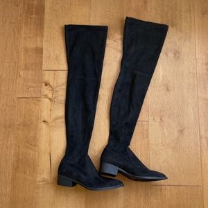 Black Over the Knee Slip On Boot